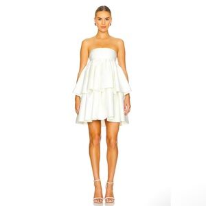 NWT ROTATE BIRGER CHRISTENSEN Carmina Mini Dress Egret US2/EU34
